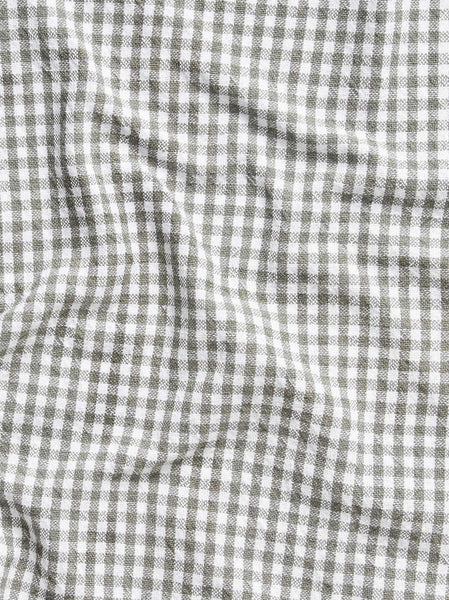 Gingham Washed Cotton Tea Towel |  Grey