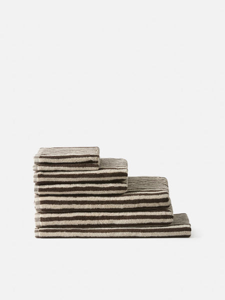Wide Stripe Cotton Hand Towel -  Cocoa/Bone
