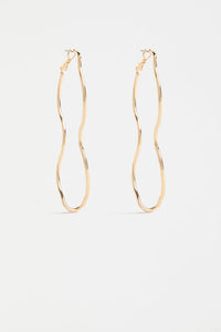 Elk Svel Long, Wavy Hoop Earring - Gold