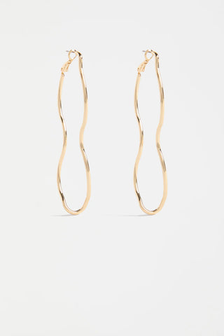 Elk Svel Long, Wavy Hoop Earring - Gold