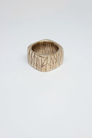 Bronze - Wide Square, Carved Ring - #14