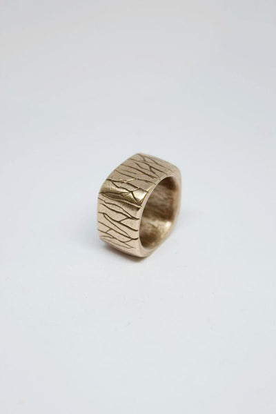 Bronze - Wide Square, Carved Ring - #14