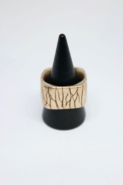 Bronze - Wide Square, Carved Ring - #14