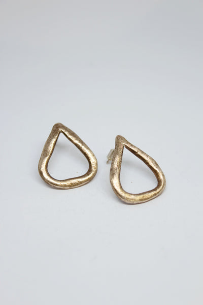 Bronze, Hand Formed, Triangle Stud Earrings- #62