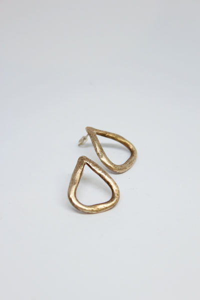 Bronze, Hand Formed, Triangle Stud Earrings- #62