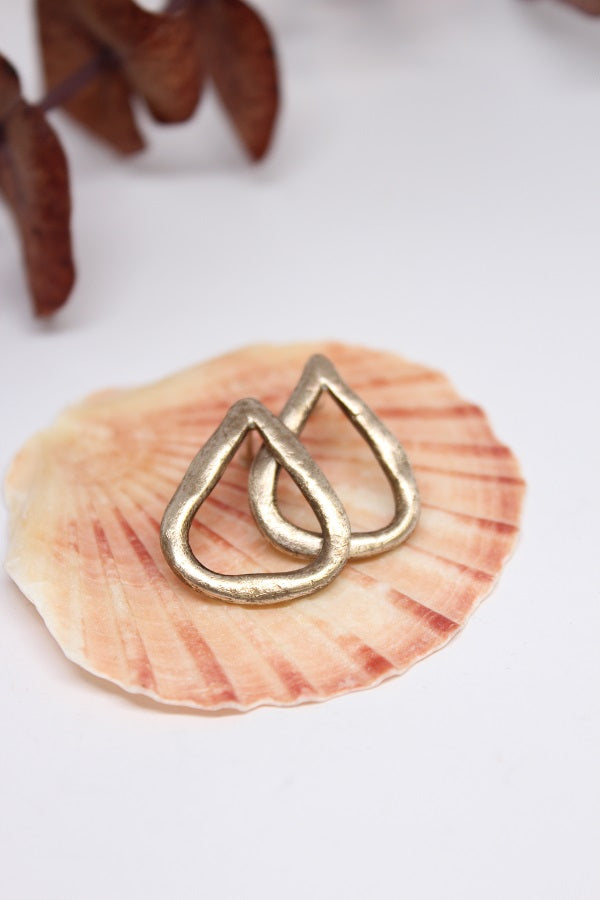 Bronze, Hand Formed, Triangle Stud Earrings- #62