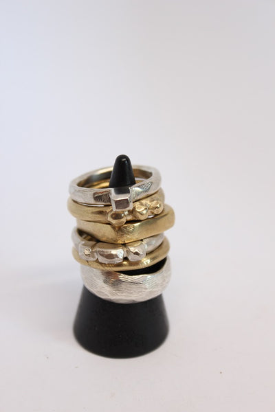 Silver Slim Rocks Stacker Ring  - #99