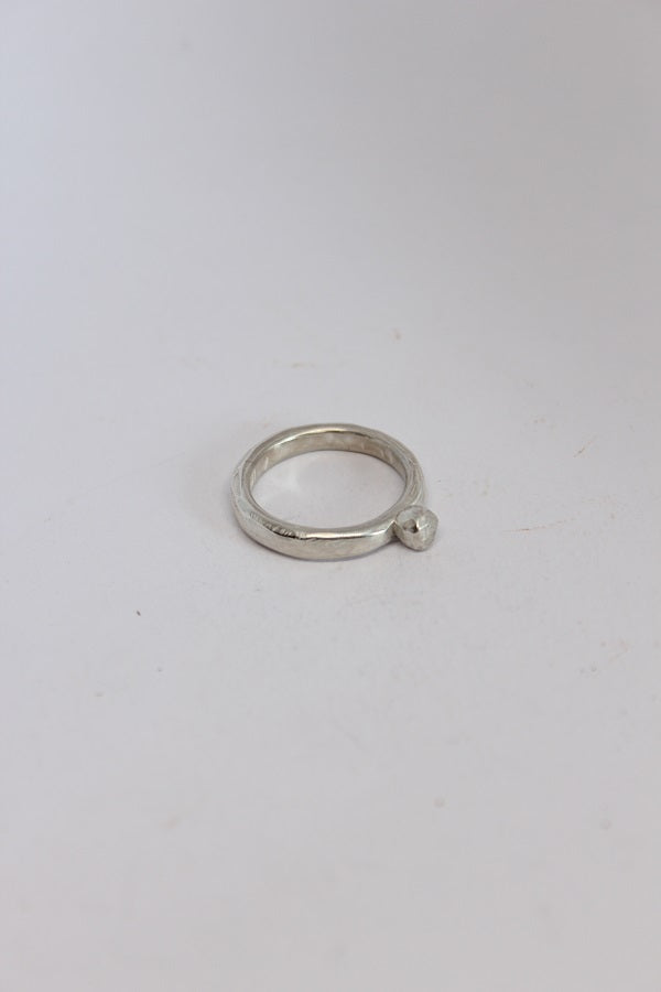 Silver Slim Solitaire Ring  - #100