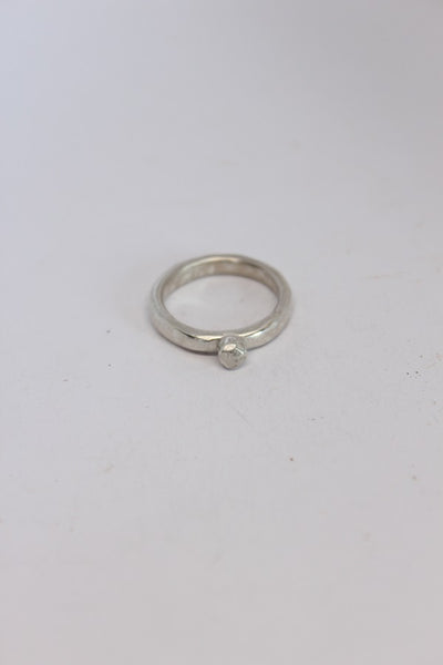 Silver Slim Solitaire Ring  - #100