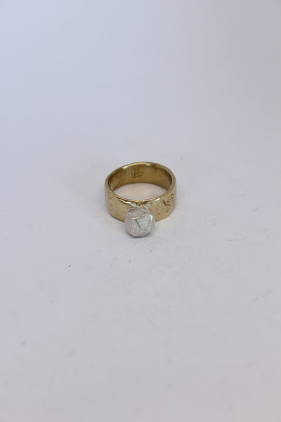 Brass + Silver Rock Ring  - #101
