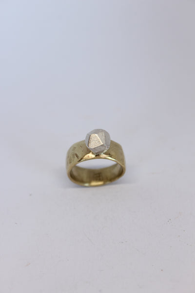 Brass + Silver Rock Ring  - #101