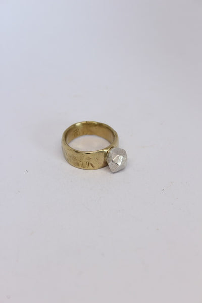 Brass + Silver Rock Ring  - #101