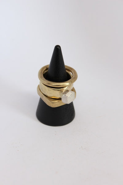 Brass + Silver Rock Ring  - #101