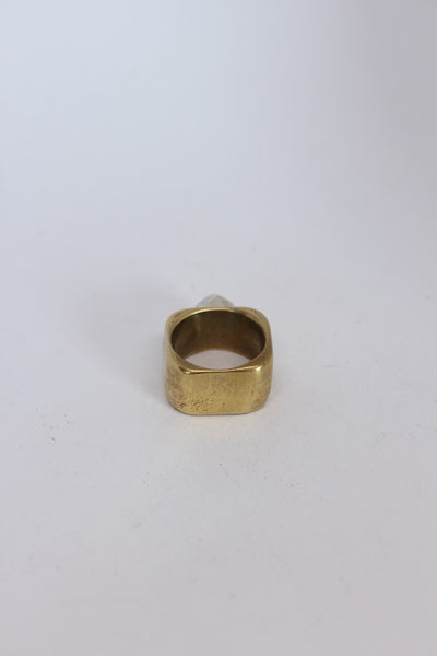 Brass + Silver Square Rock Ring  - #102