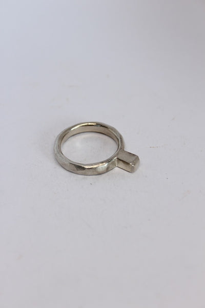 Silver Square Solitaire Stacker Ring  - #105