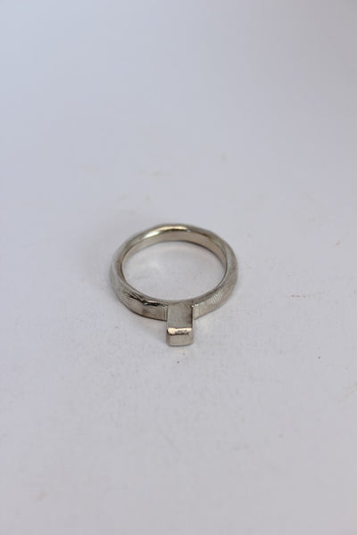Silver Square Solitaire Stacker Ring  - #105