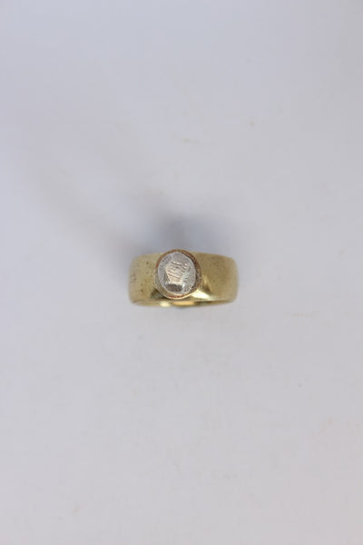 Brass + Silver Pedestal Rock Ring  - #109