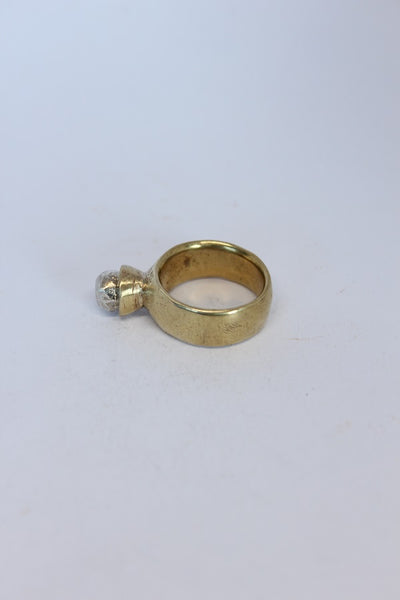 Brass + Silver Pedestal Rock Ring  - #109
