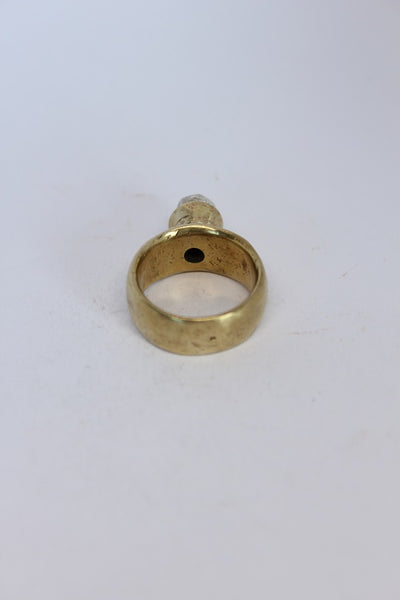 Brass + Silver Pedestal Rock Ring  - #109