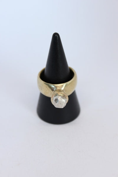 Brass + Silver Pedestal Rock Ring  - #109