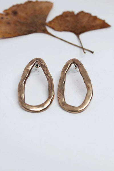Bronze, Oval Stud Earrings- #118