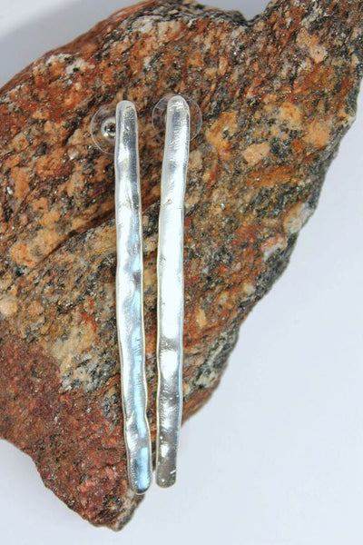 Silver, Long Stud Earrings - #112