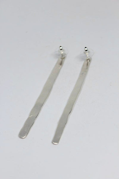 Silver, Long Stud Earrings - #112