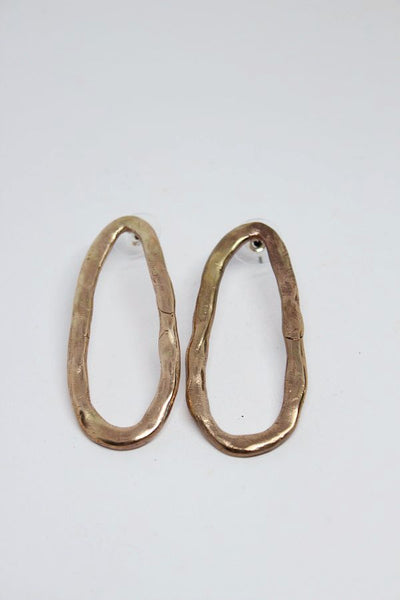 Bronze, Oval Stud Earrings- #113