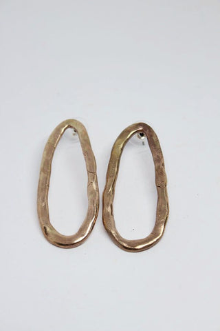 Bronze, Oval Stud Earrings- #113