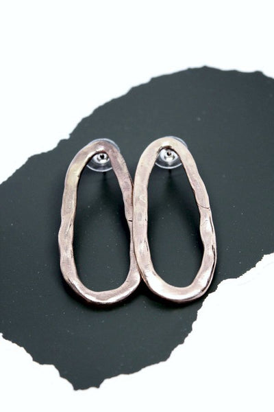 Bronze, Oval Stud Earrings- #113