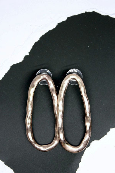 Bronze, Oval Stud Earrings- #113