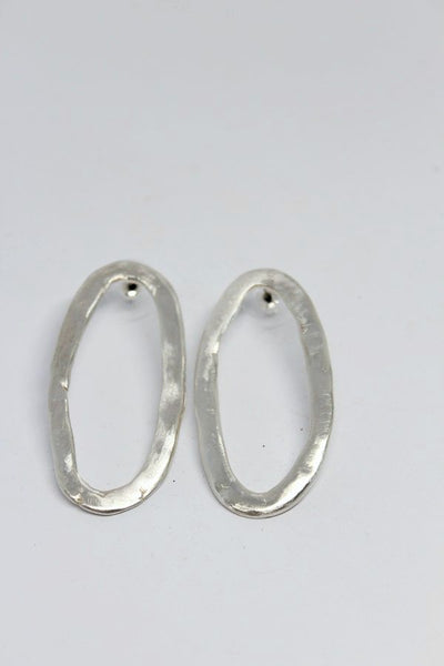 Silver, Oval Stud Earrings- #115
