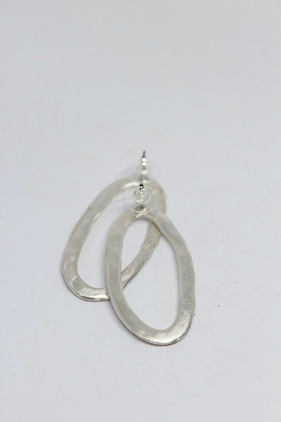 Silver, Oval Stud Earrings- #115