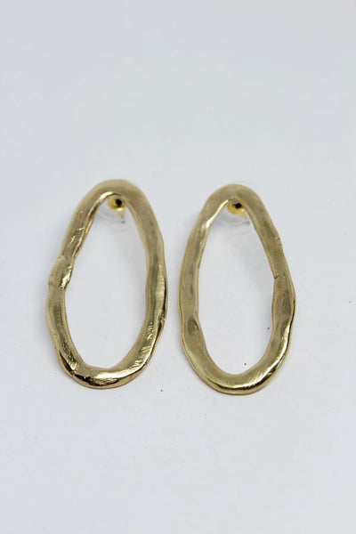 Brass, Oval Stud Earrings- #116