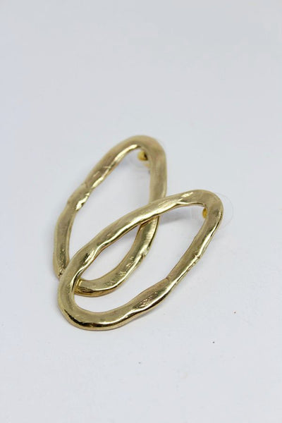 Brass, Oval Stud Earrings- #116
