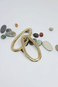 Brass, Oval Stud Earrings- #116