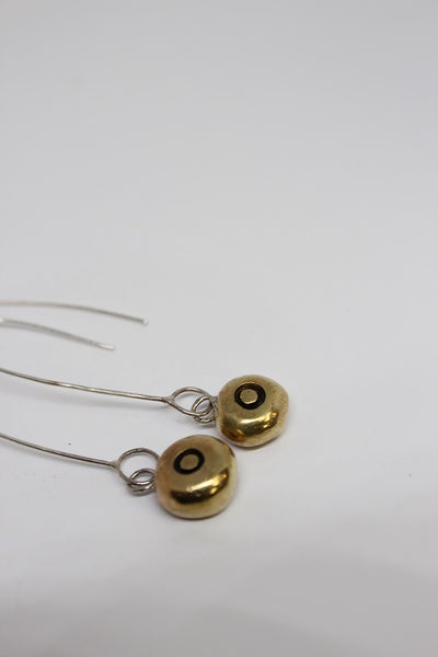 Bronze + Silver Pebble Hook Earrings- #72