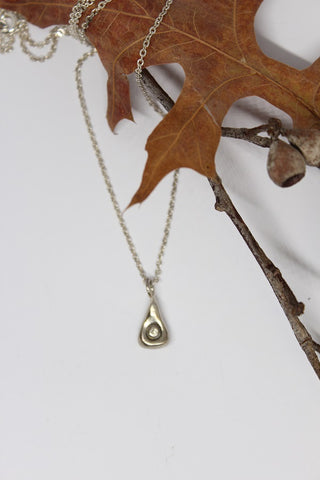 Silver Hand Formed Triangle Pebble Pendant - #77