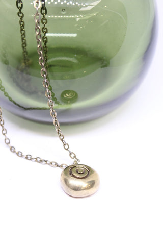 Brass, Large Hand Formed Pebble on Brass Chain  - #75
