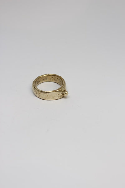 Brass Ring with Carved Small Pebble - #12