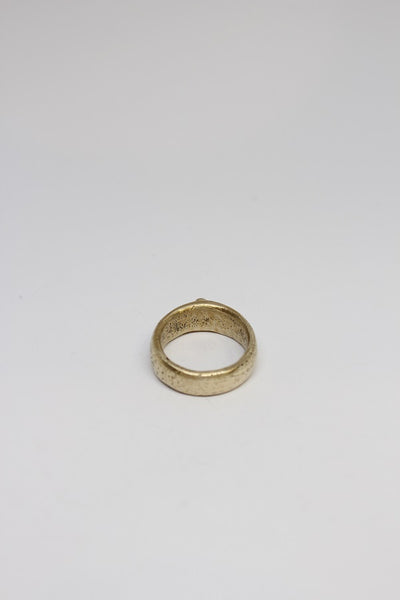 Brass Ring with Carved Small Pebble - #12