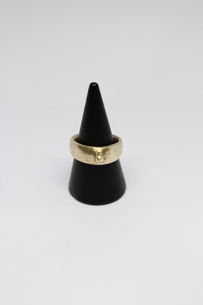 Brass Ring with Carved Small Pebble - #12