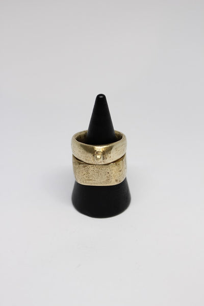 Brass Ring with Carved Small Pebble - #12
