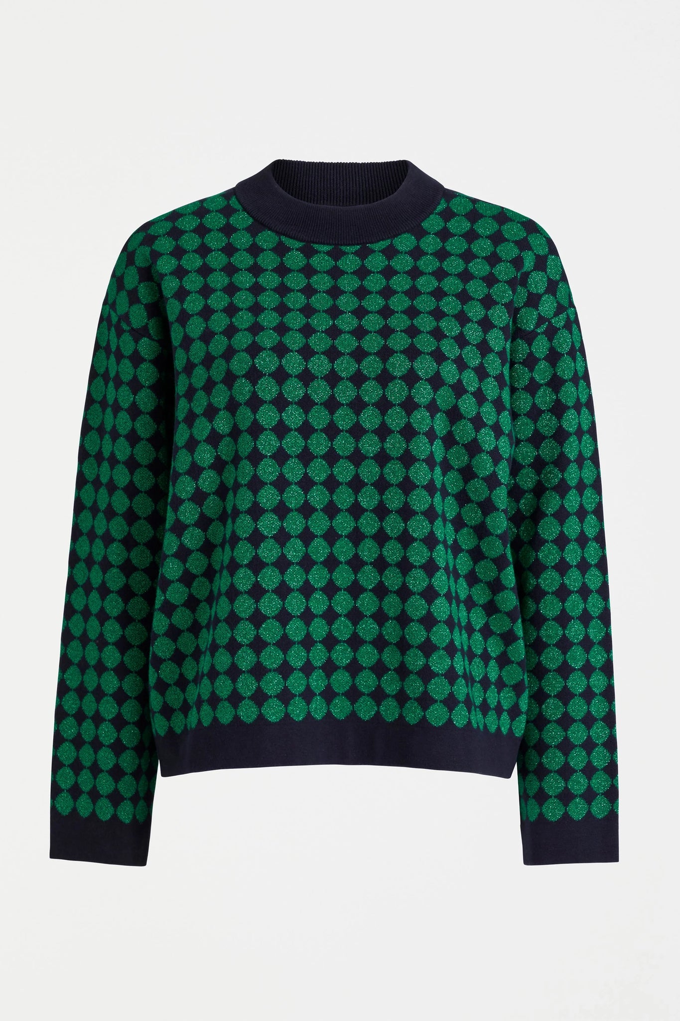 Leira Sweater | Navy Green Metallic