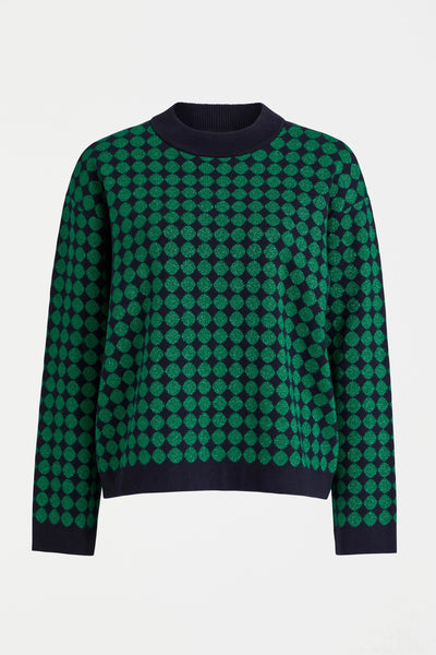 Leira Sweater | Navy Green Metallic