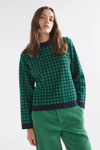 Leira Sweater | Navy Green Metallic