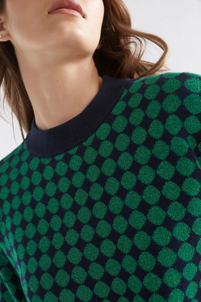 Leira Sweater | Navy Green Metallic