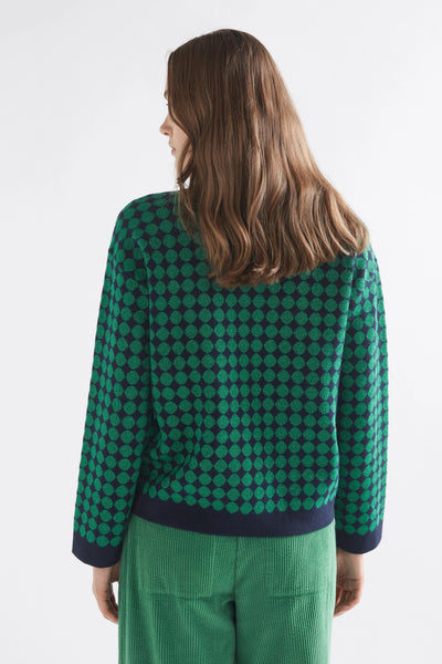 Leira Sweater | Navy Green Metallic