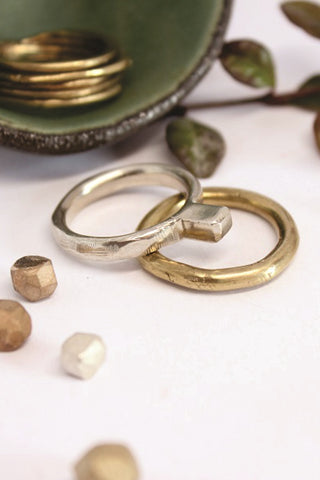 Silver Square Solitaire Stacker Ring  - #105