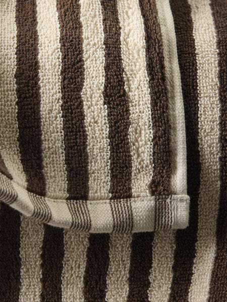 Wide Stripe Cotton Hand Towel -  Cocoa/Bone